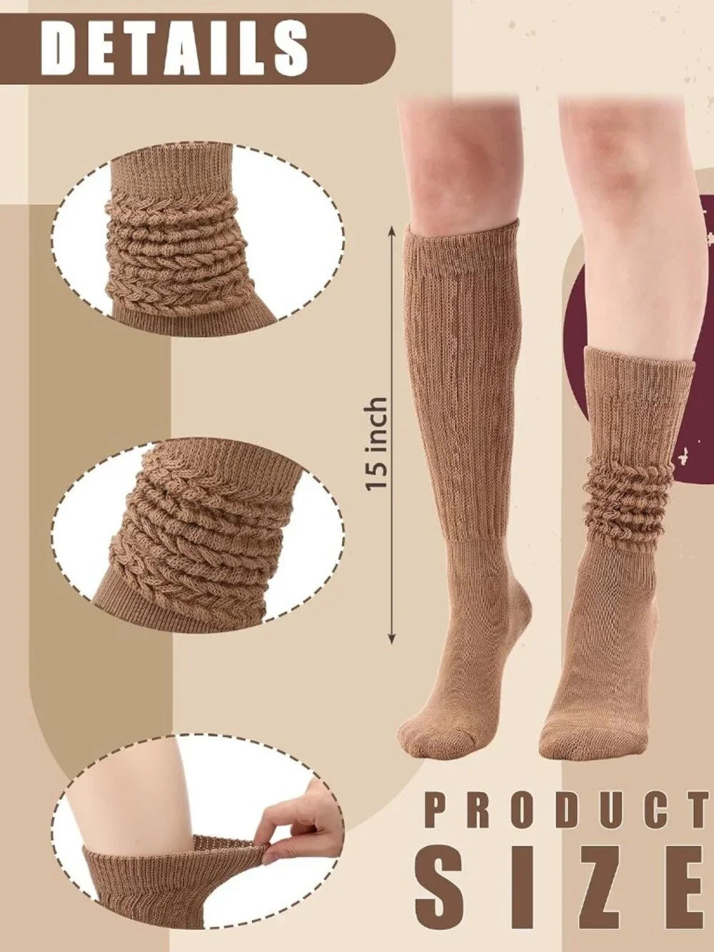 🧦Women's Warm Colour 4 Pairs Neon Slouch Socks Scrunch Socks Athletic Slouchy